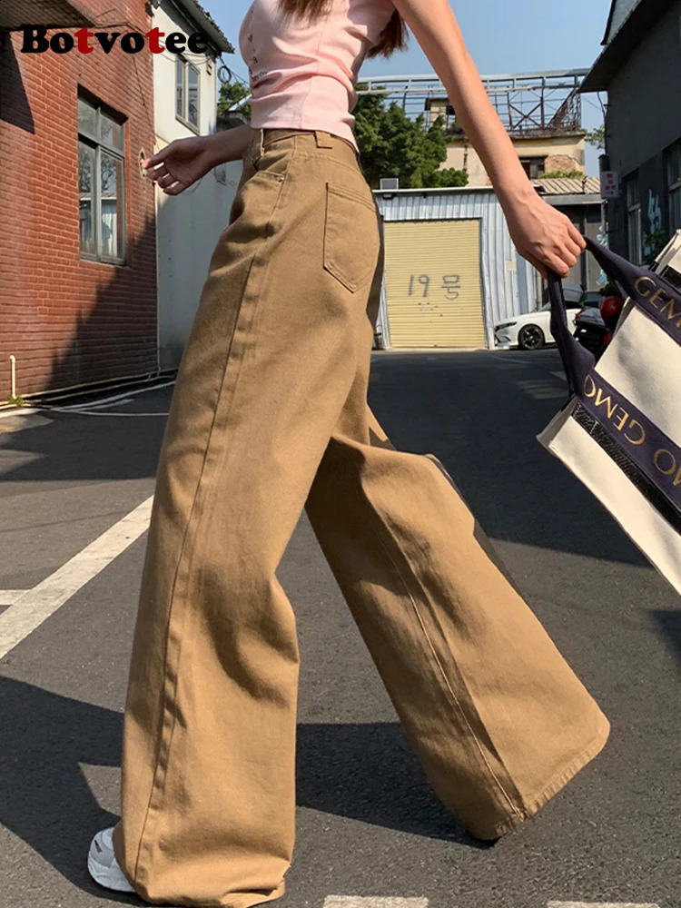 Botvotee Baggy Jeans Women Khaki Loose Boyfriend Style 90s Korean Fashion Streetwear Oversized High Waisted 250318