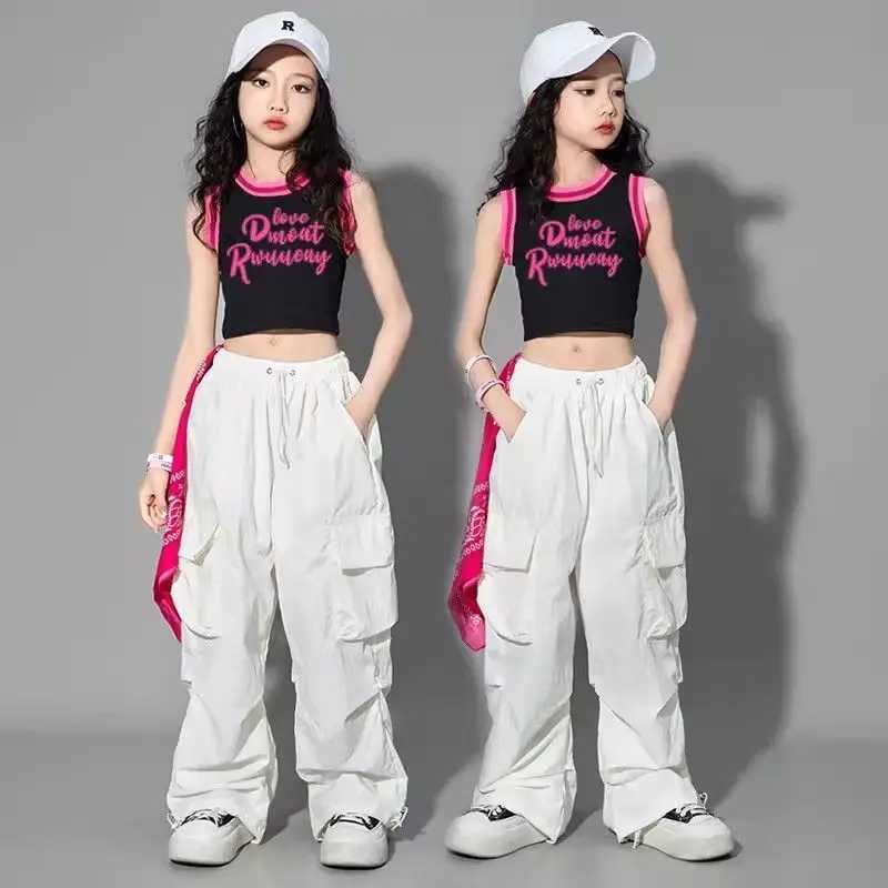 5-14 year old girls dance pants childrens hip-hop jogging pants straight pants Trousers high waisted retro casual youth street clothing bag pantsT2503