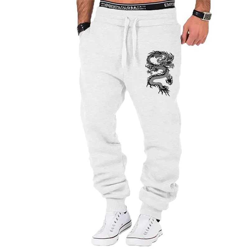 New Fashion dragon print Joggers Men Body Building Gyms Pants Outdoor Casual Sweatpants Sports Fitness Trousers X250319