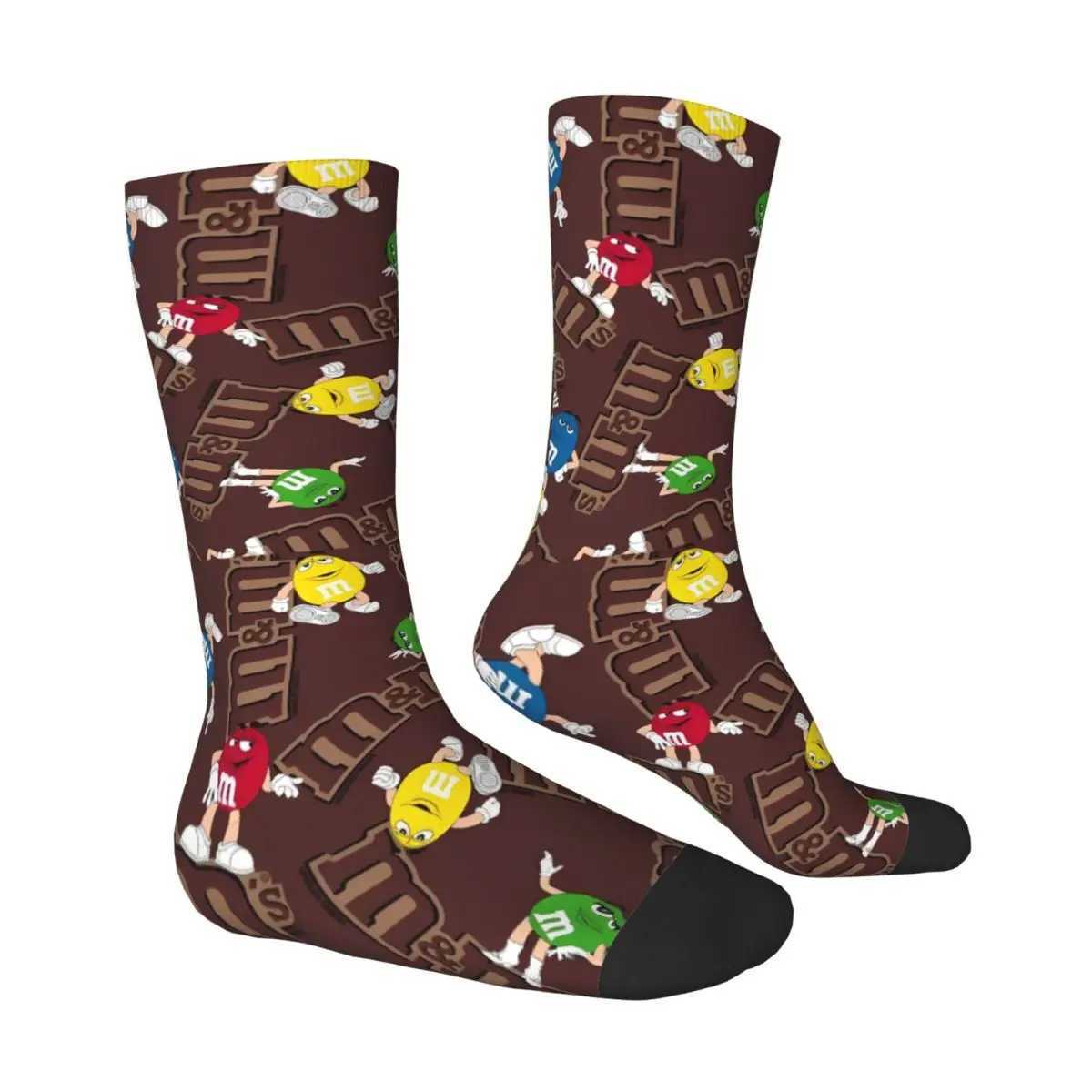 M Chocolate Bean Stocking Mens Breathable Retro Socks Spring Running Sports Antibacterial Pattern Socks Gift X250319