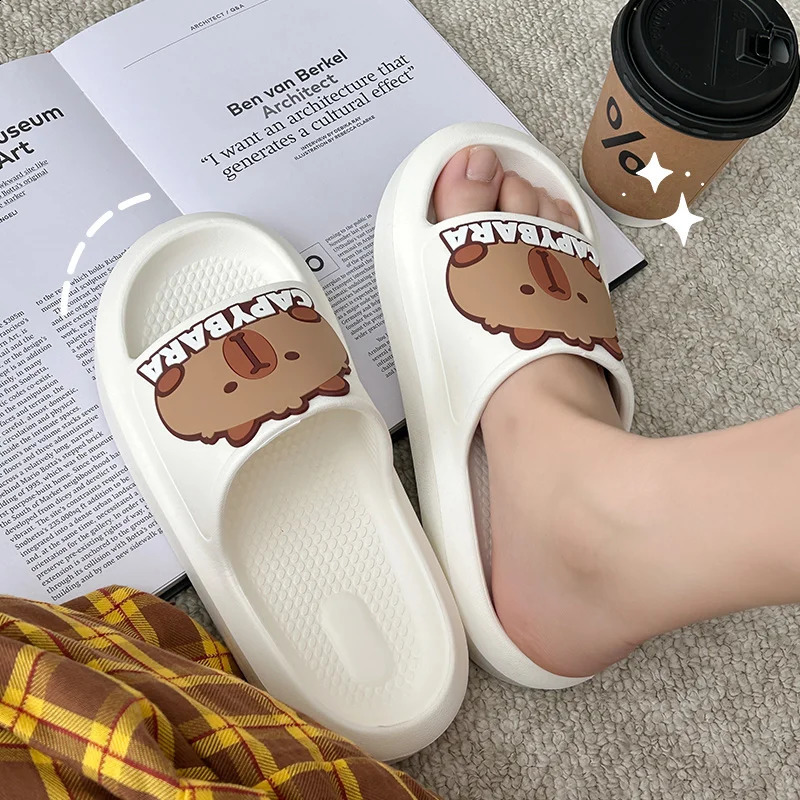 Parent- Cartoon Slippers Summer Non-Slip Flip Flops Cute Capybara s Adults Home Beach Shoes 250318