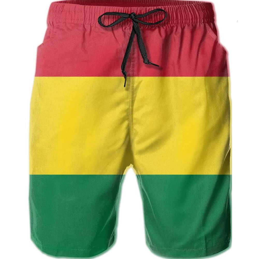 Mens Reggae Rasta Flag Swim Trunks Beach Board Shorts Quick Dry Bathing Suits Holiday Shorts Fashionable printed beach pants nice
