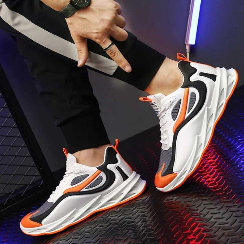 Mens Shoes Breathable Casual Shoes Fashion Mesh Men Sneakers Platform Lace-up Running Shoes Soft Sole Single Shoe Plus Size 46 Z250319