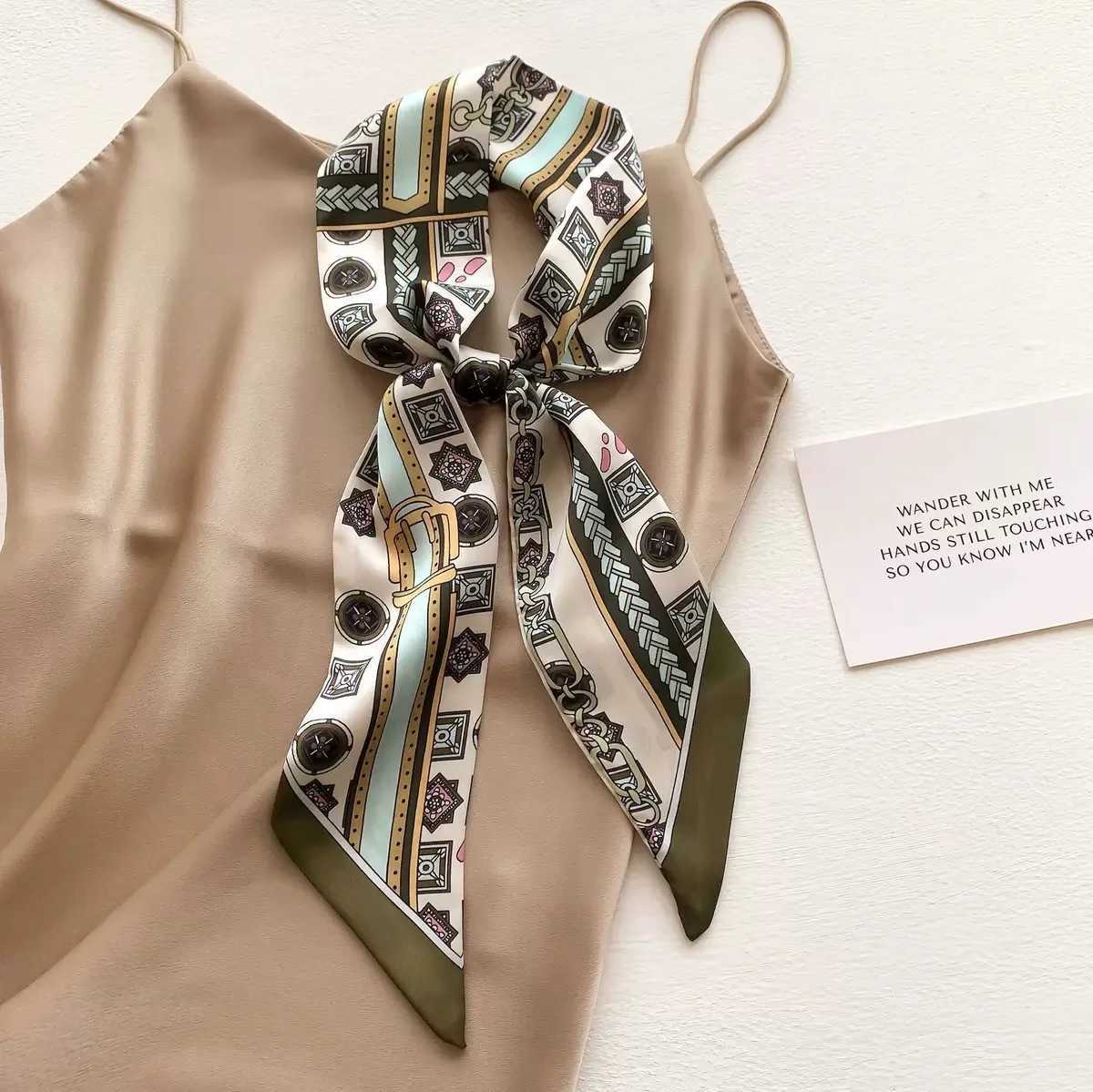 Wen Long Ribbon Scarf Handle Bag Ribbons Skinny Silk Like Hair Scarf for Wen Wrap Ribbon Handbag Neck Satin Scarves X250319