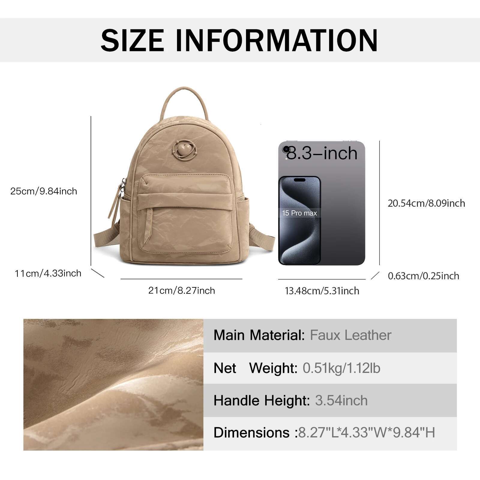 AII Merad Brown Fashionable Student Backpack Fall And Winter New Travel Bag Daily Commuting Use