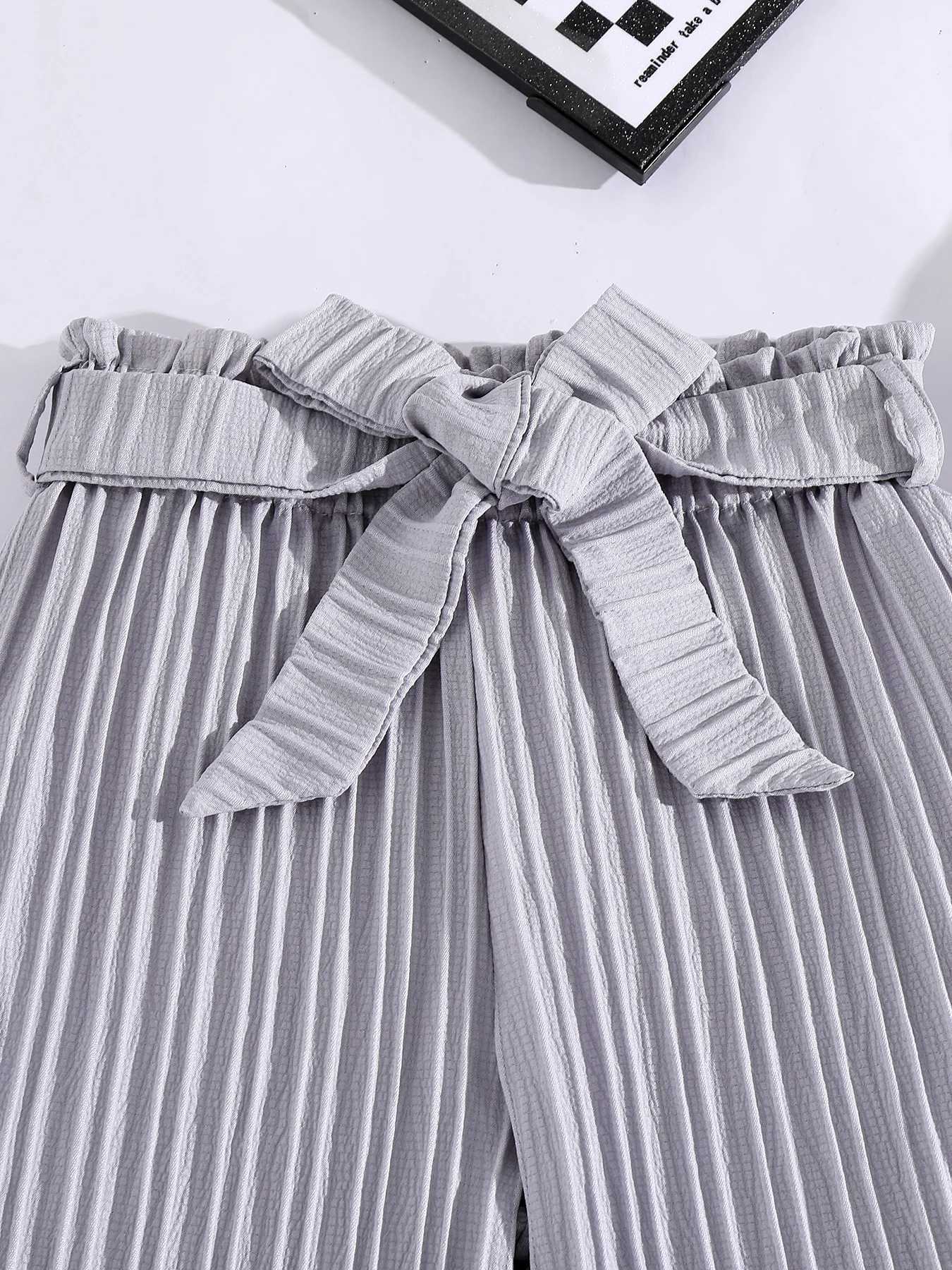 Spring and autumn girl fashion pit strip loose straight leg loose wide leg casual pants 2 piecesT250318