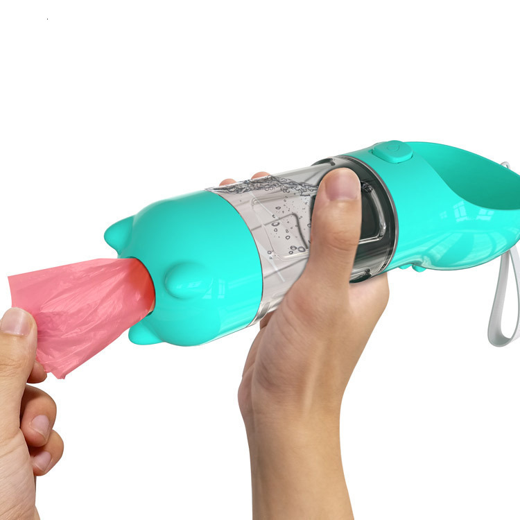 3-in-1 Pet Dog Travel 300/500ml Water Drinker Food Feeder Dispenser Outdoor Detachable Portable Bowl Poop Shovel Garbage Bag Storage