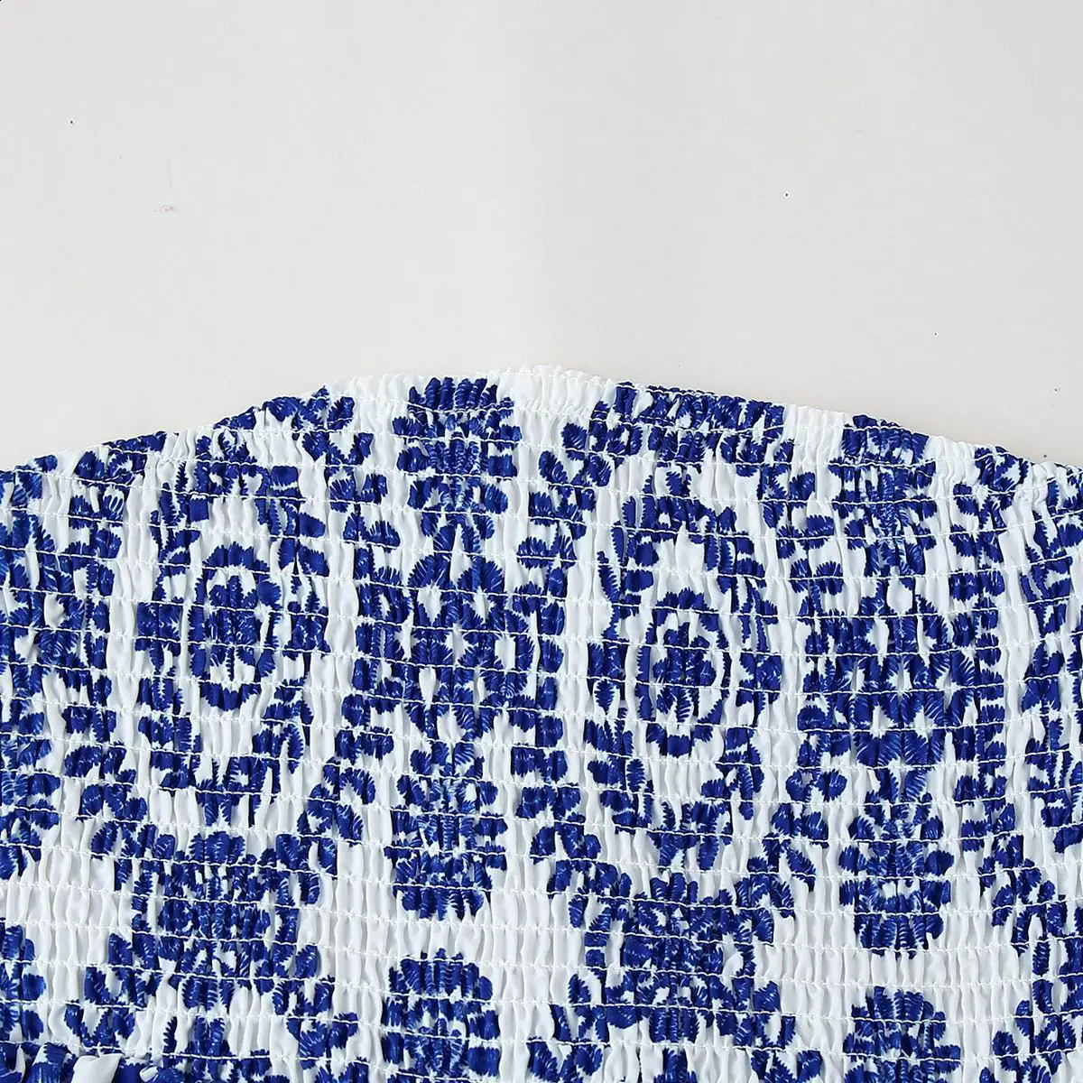 Printed floral crop top shirt strapless Camis ruffled bottom womens summer clothing 250319