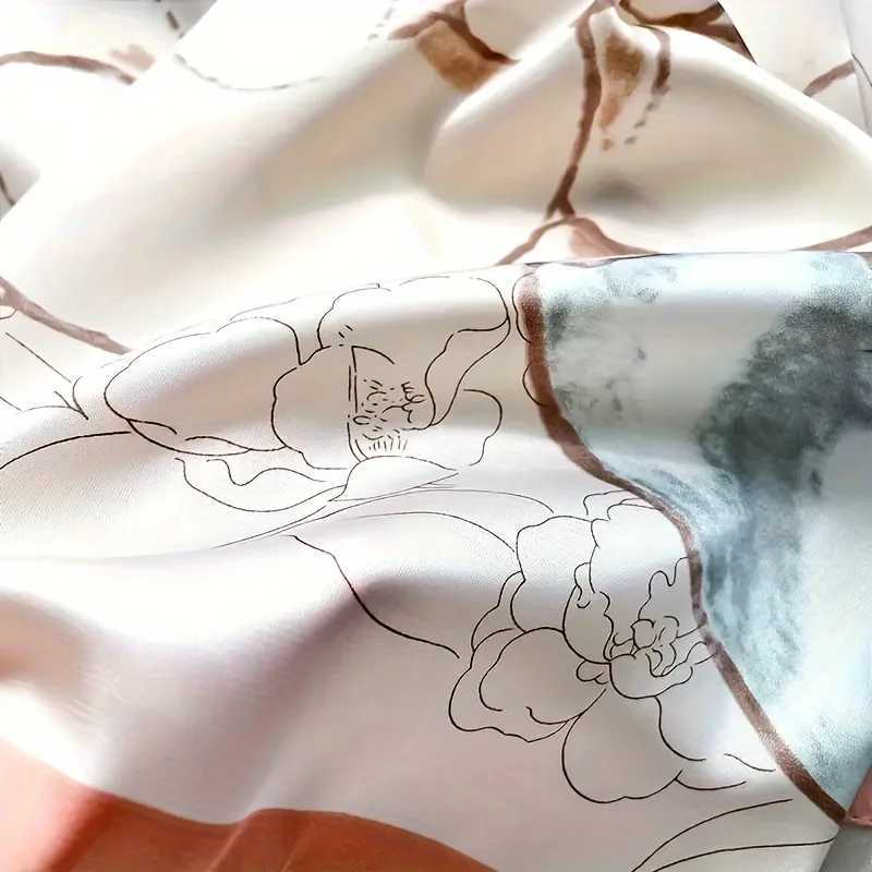 27.5-inch printed square scarf simulating silk smooth neck scarf elegant style sunscreen packaging X250319