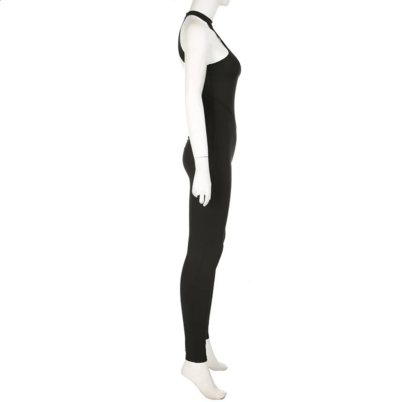 Women Fashion Black Sleeveless Backless Chains Sexy Bodycon Jumpsuit Party Festival Y2K Romper Overalls 250319