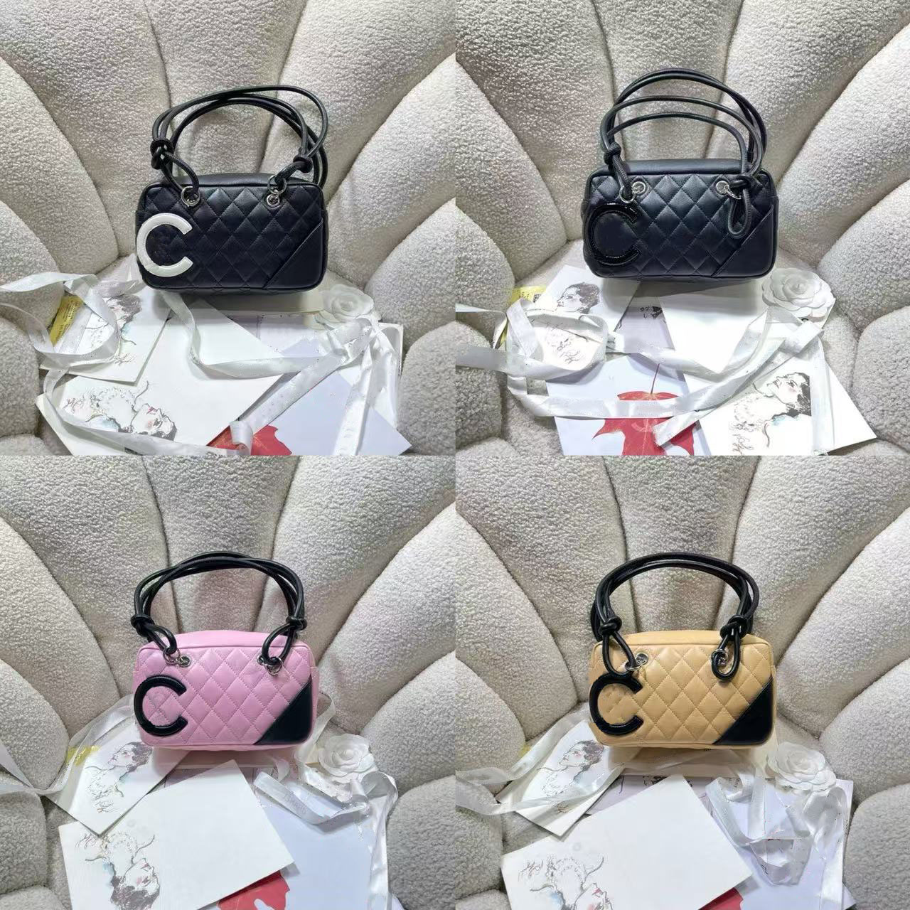 Small fragrance vintage Kangpeng bowling bag Fashion leather diamond check pillow bag shoulder handbag fashion