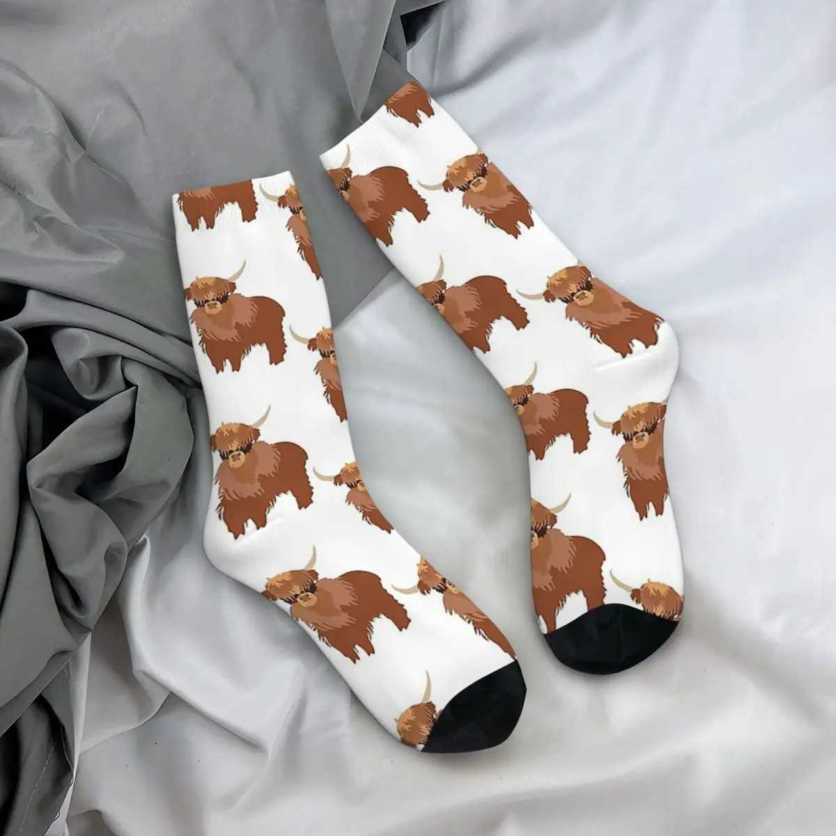 Fluffy Highland Cow Socks Harajuku Super Soft Socks Four Seasons Long Socks Neutral Birthday Gift Accessories X250319