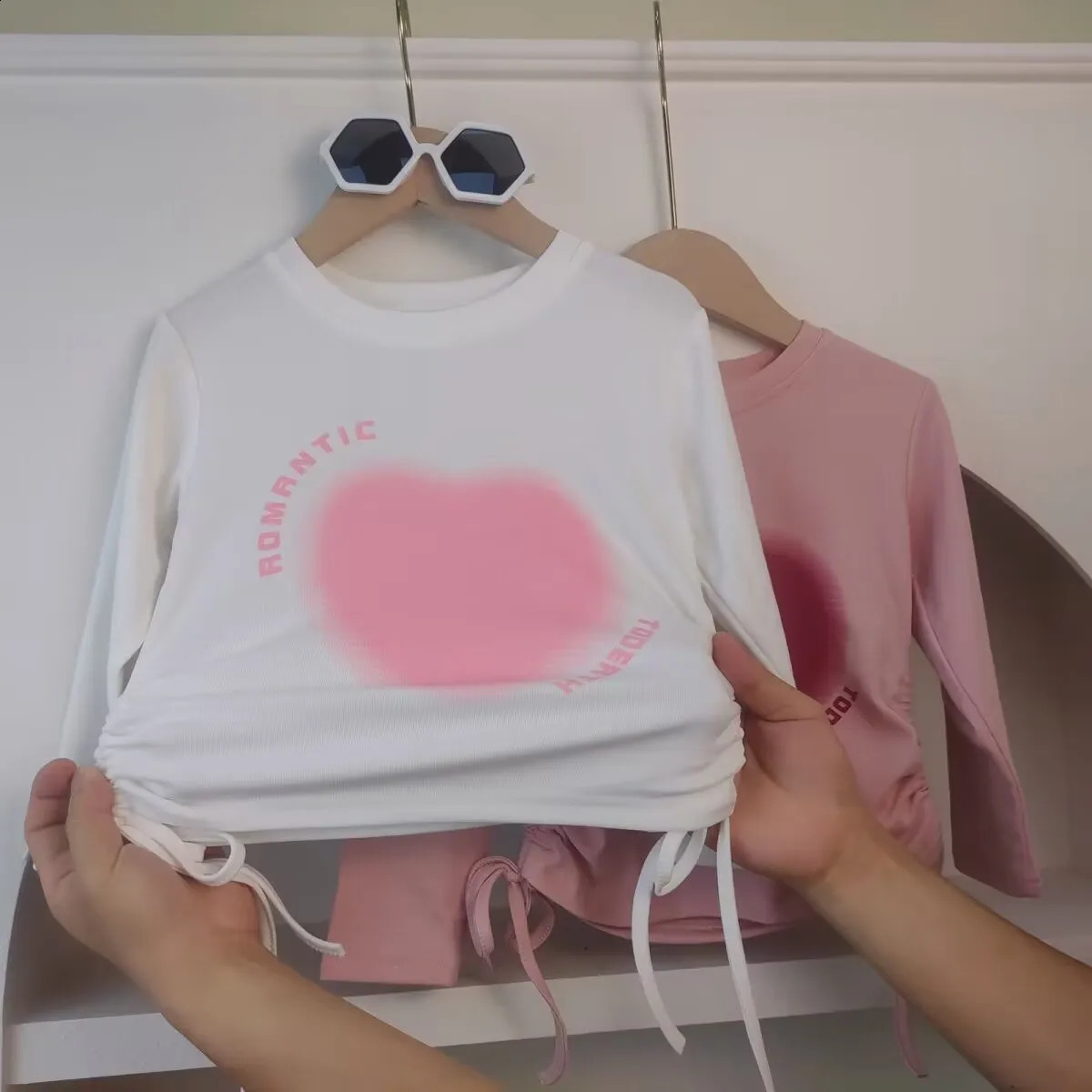 Baby Girls Long Sleeve T-shirt Love Heart Shirts Kids Top Tees Spring Autumn Childrens Korean Style Clothing 250319