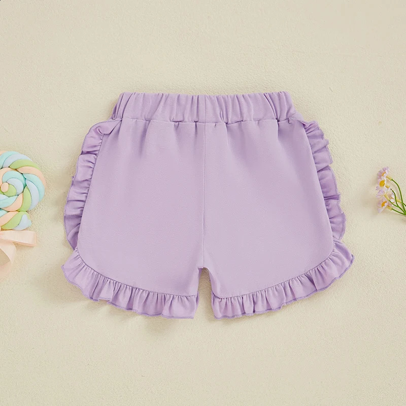 Adorable Baby Girl Cotton Shorts with Bowknot Elastic Waistband Ruffle Hem Casual Summer Short Pants Sweet Toddler Shorts 250319