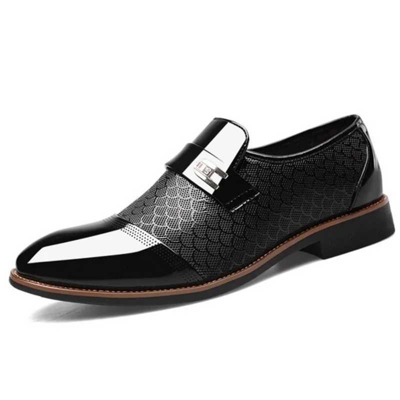 Fashionable and elegant mens formal buckle shoes mens formal shoes large-sized wedding formal leather shoesXJ250319