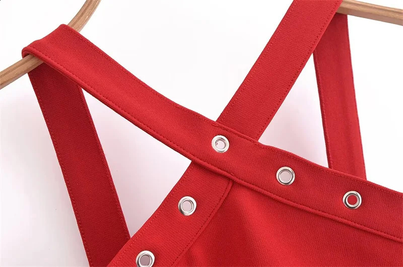 Sexy Women Sleeveless Bodysuits Slim Romper Halter Collar Red Bodycon Top Summer Causal Fitness Underwear For 250318