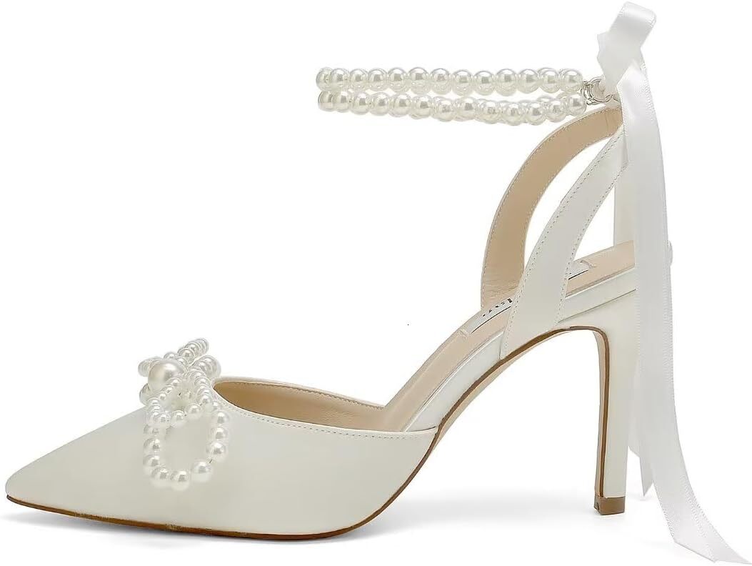 2025 New Designer sandals Pearl Wedding Shoes Bridal High Heels Bridal Shoes Closed Toed Wedding High Heels