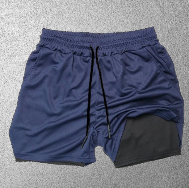 Men's Shorts Sports Men 2 In 1 Double-Deck Summer Fitness Sweatpants Joggin Elastic Woven Training G Running