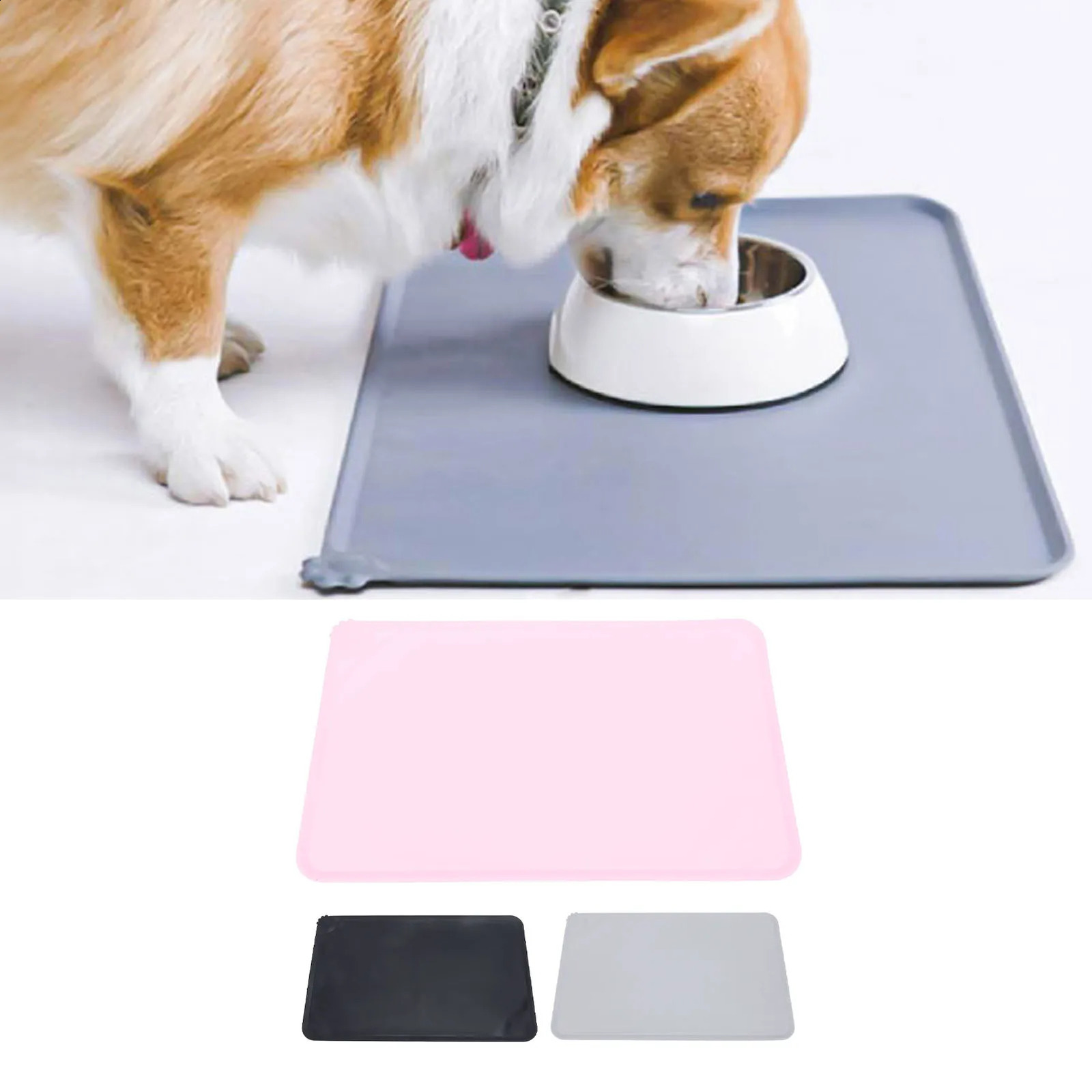 Silicone cat and dog food bowl mat with cute appearance silicone pet feeding deformed splash proof easy to clean for home use 250312