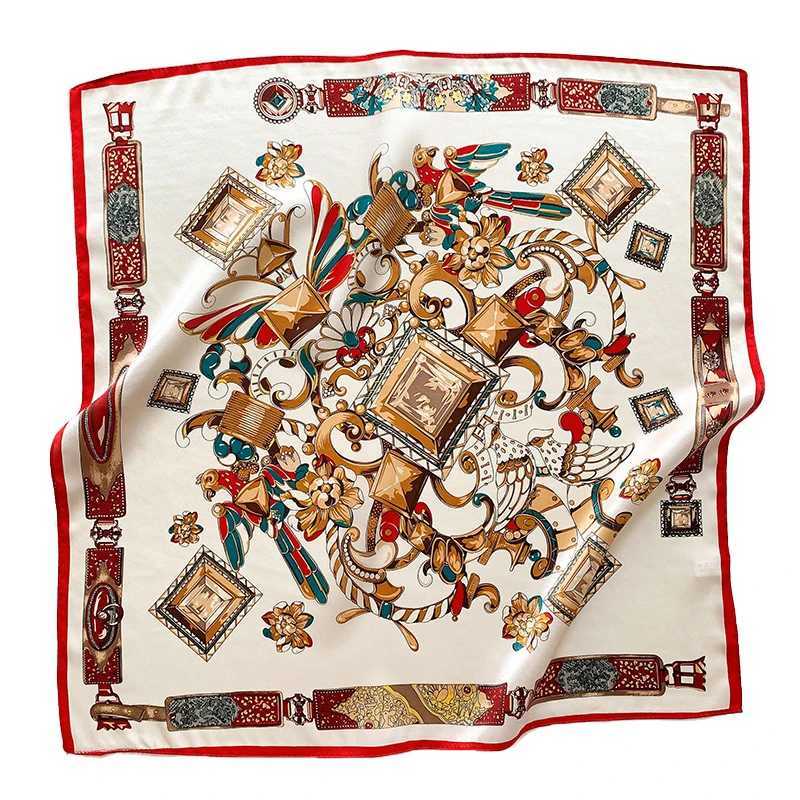 Wen 100% Mberry Real Silk Scarf 53cm Luxury Kerchief Spring Autumn Neckerchief Brand Chains Horse Design Handbag Decorate X250319