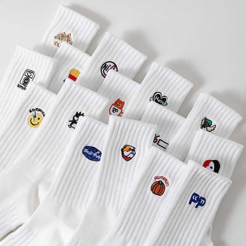 Embroidery Cartoon Socks Fashion unisex Socks Harajuku Style Kawaii Funny Spring Autumn Female Socks Lovely cotton sock X250319