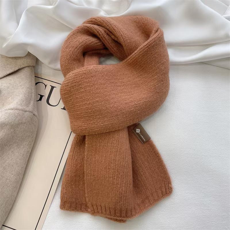 K174 Concave shape! Super fashionable ins style soft small scarf for women autumn and winter warm versatile scarf Korean wool trend