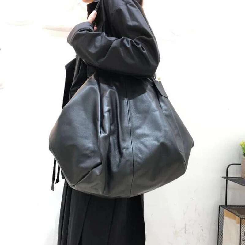 Female Big 100% Cowhide Bags Casual Simple Designer Soft Leather Shoulder Shopper Tote Bag For Women