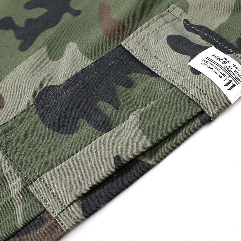 Spring and summer mens work pants camouflage pocket elastic waist large weight loss closed sports 250319