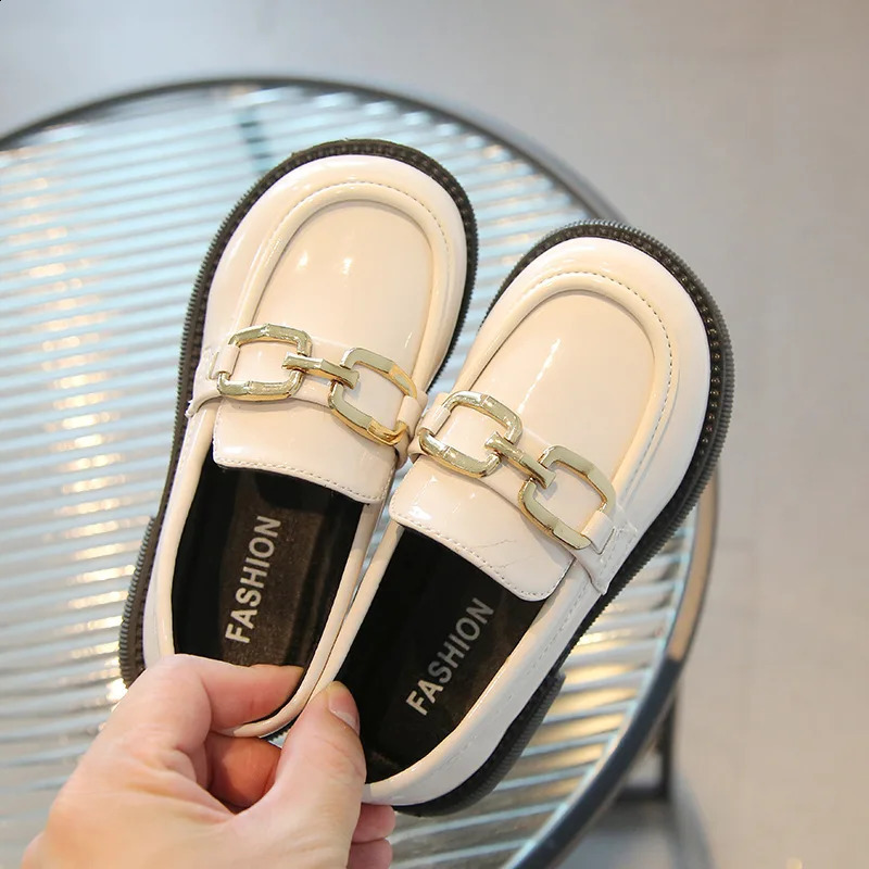 Childrens PU leather shoes metal buckles little girls casual childrens Mary Jane anti slip pea boys British style 250319