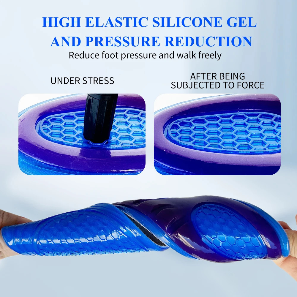 Silicone Gel Insoles For Shoes Soft Shock Absorption Sport Shoes Sole Anti-slip Template For Man Women Foot Care Inserts 250319