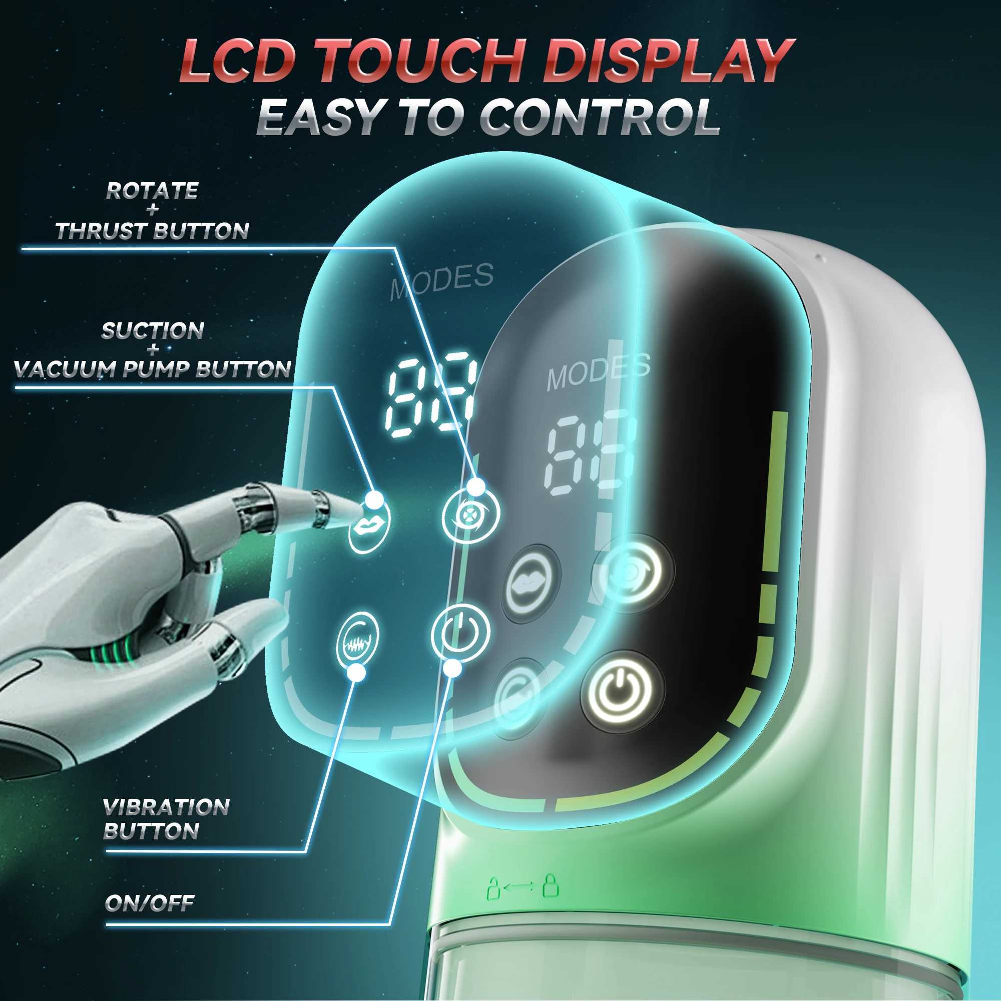 Automatic push-pull rotating male masturbator with LED display screen penis pump suction pocket cat oral sex machine sex toyXJ250319