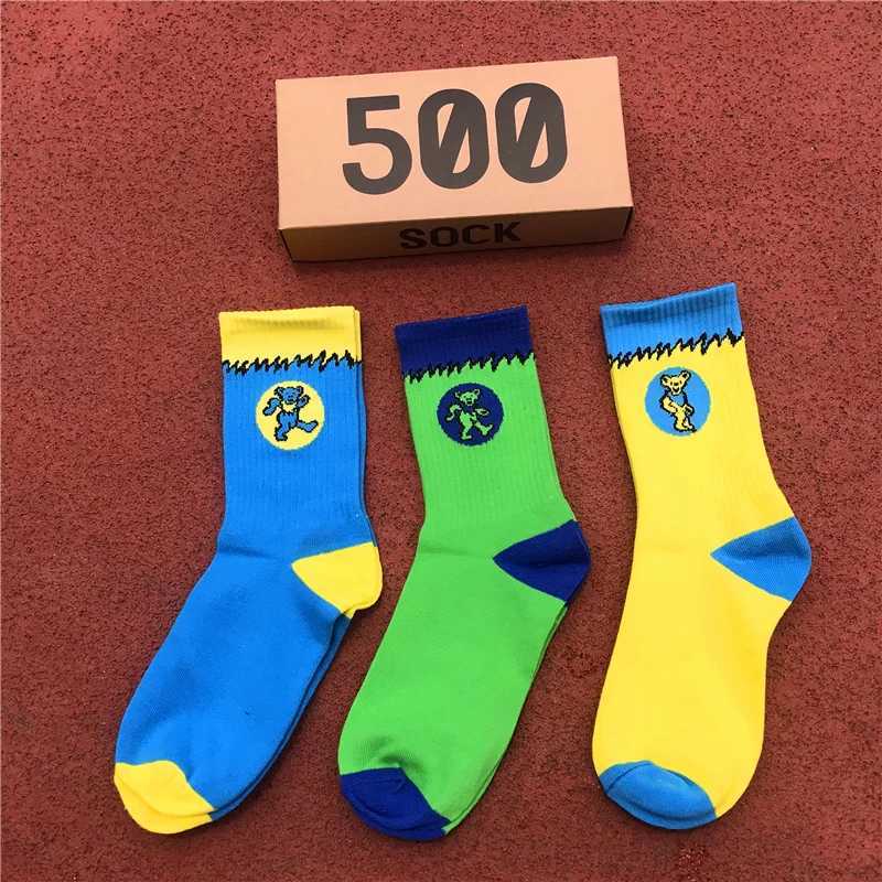 3 pairs/box fashionable mens and womens fashionable personality color dance bear competition youth SOCKS gift bag X250319