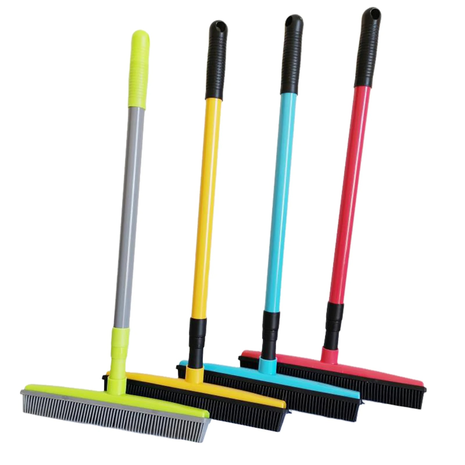 Multi-functional Pet Hair Removal Broom 3 Section Telescopic Adjustable Rubber Long Handle Cleaning Tool For Indoor Outdoor Home Floors