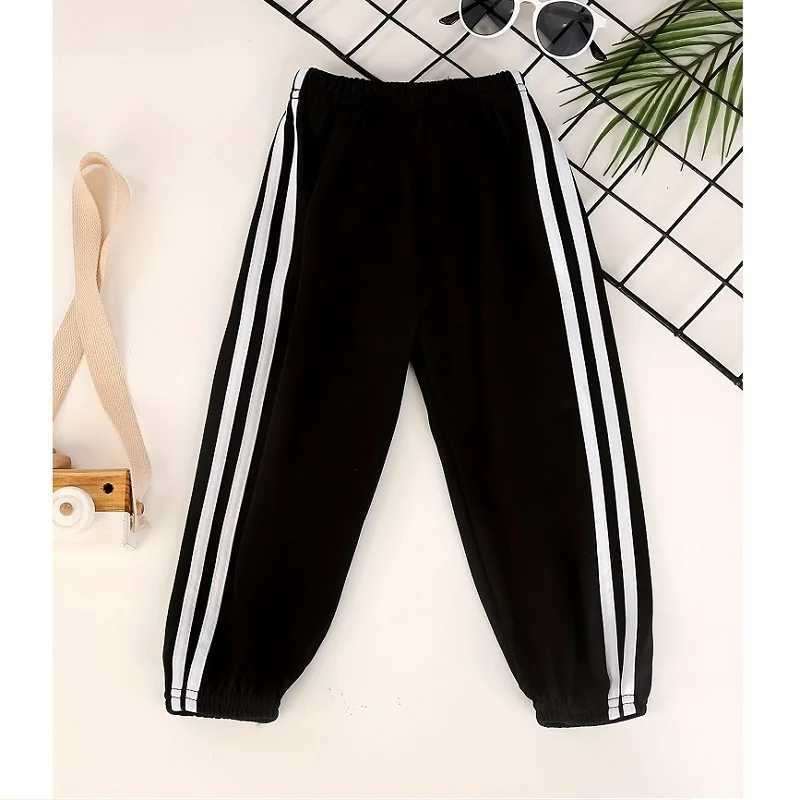 Summer boys clothing childrens girls casual side striped patchwork work pants childrens breathable sports jogging bottom TrousersT250318