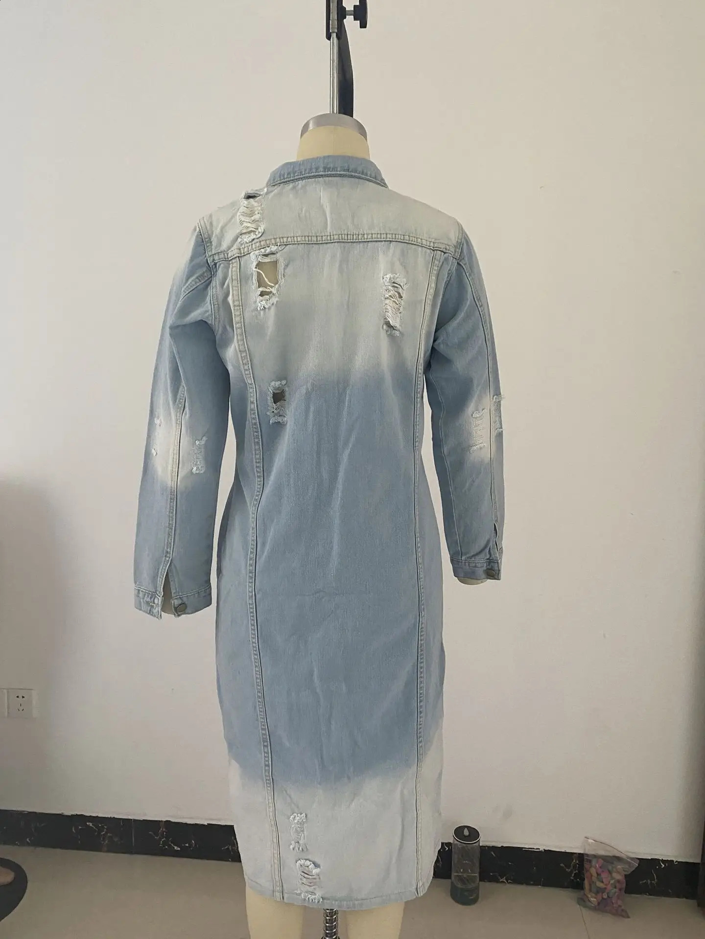 Autumn Women Sexy Ripped Denim Jackets 2023 Vintage Casual Long Jean Jacket Winter Female Sleeve Coat Streetwear 250319