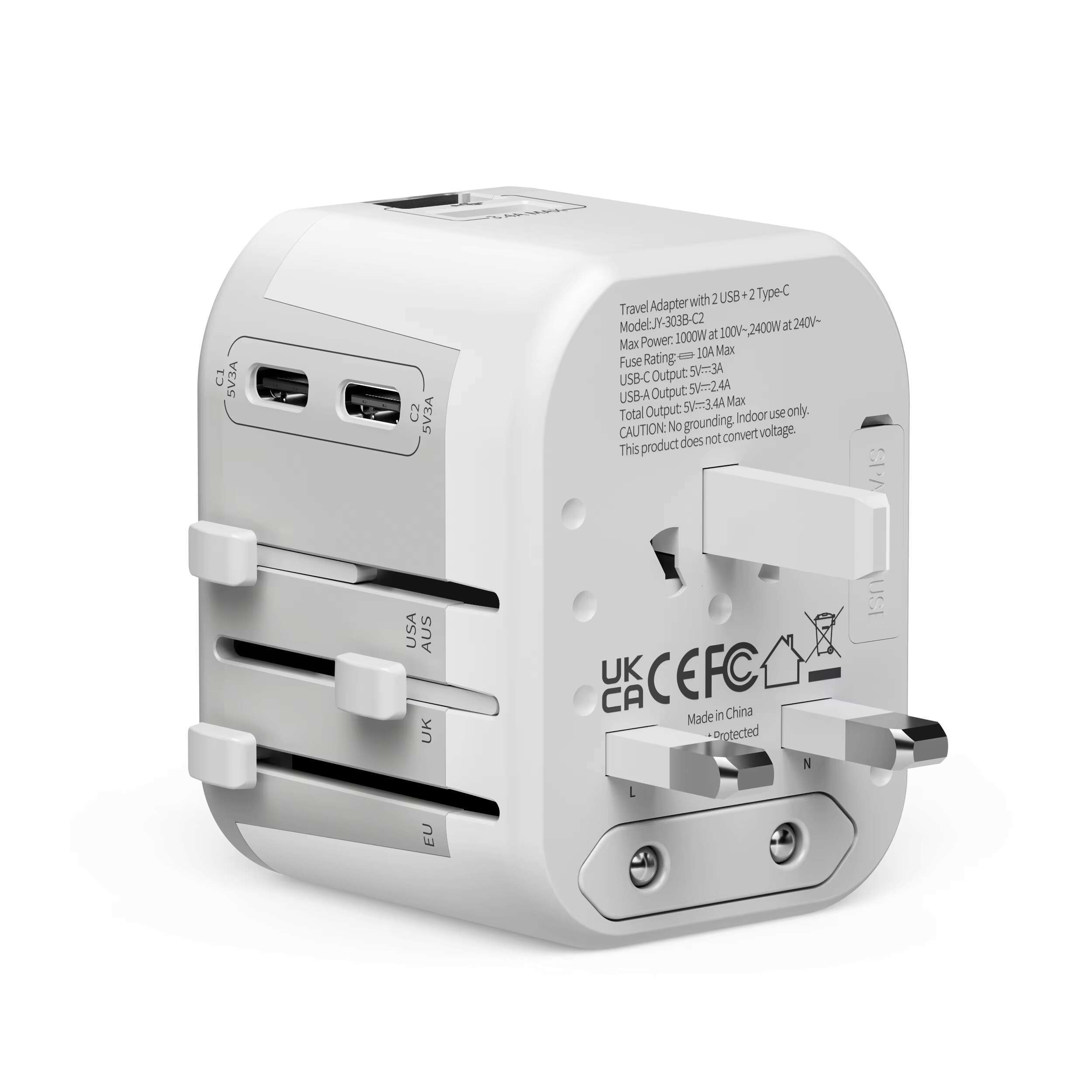 Wontravel Dual USB International Wall Ac Plug Multifunctional Travel AdaptorTravel Adapter All in One Charger
