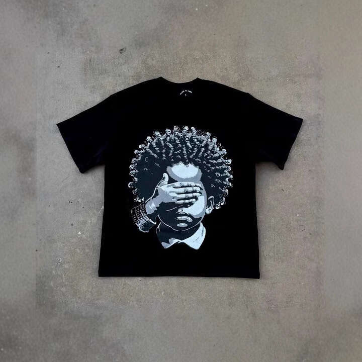 Trendy brand spring/summer unisex trendy American street hip-hop printed casual portrait short sleeved t-shirt