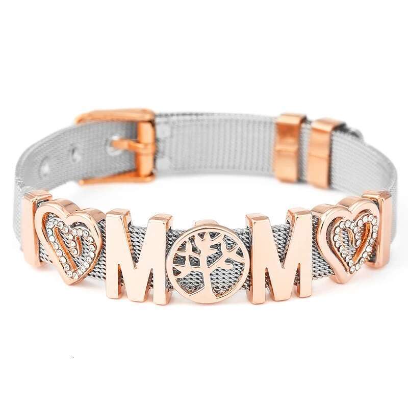 10mm Crystal MOM Life Tree Beads Charm Bracelets DIY Mesh Keeper Bracelets Pulseras Mujer For Women Men Brand Best Jewelry Gift