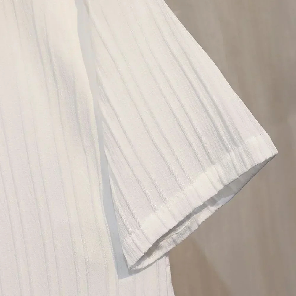 Collar mens summer shirt short sleeved lightweight casual shirt striped Korean style top cool 250317