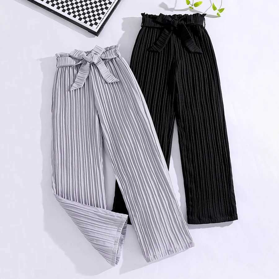 Spring and autumn girl fashion pit strip loose straight leg loose wide leg casual pants 2 piecesT250318