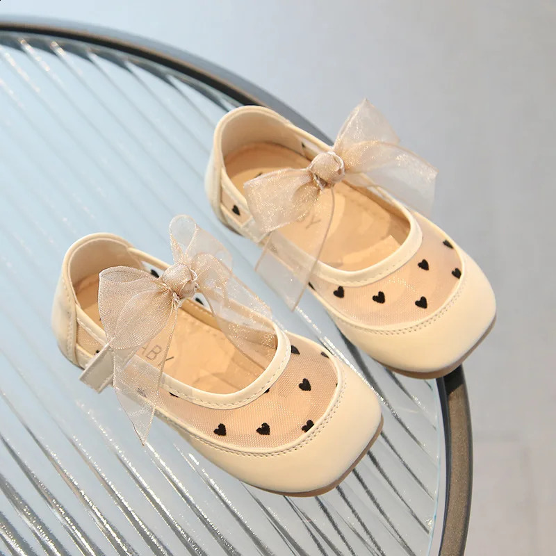 Childrens Leather Shoes SpringSummer Collection Cute Princess Mesh Breathable Bow Single 250319