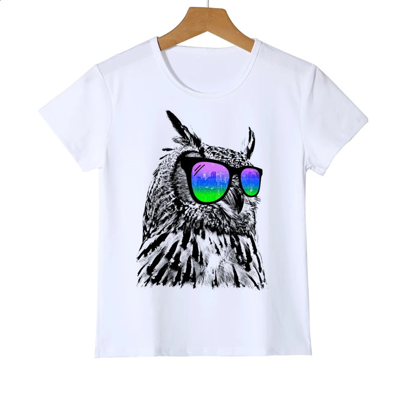 Fashion Kids Short Sleeve Owl Print T-shirt Summer Boys Casual Tops Girl Cool Hipster Tee Cute Animal n T shirt 250319