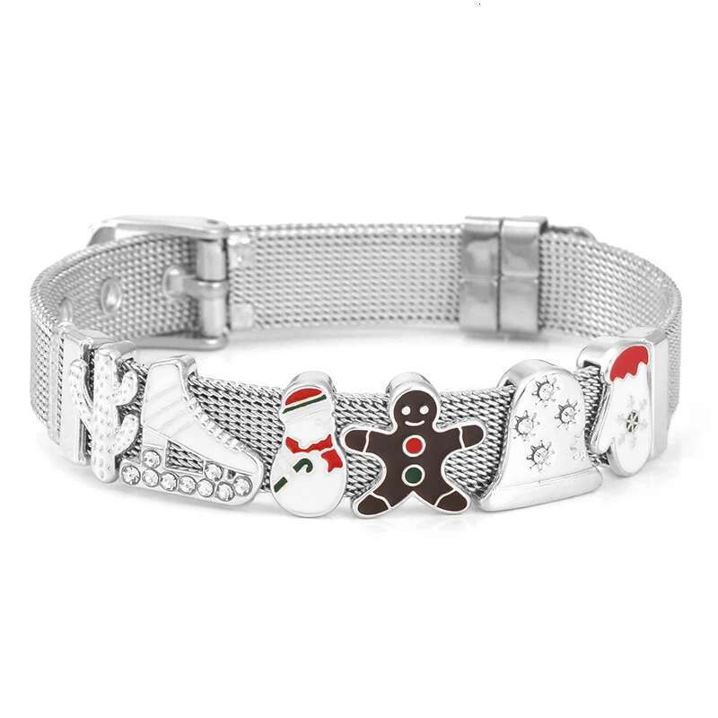 10mm Snowman Glove Beads Charm Bracelets DIY Mesh Keeper Bracelets Bangles Pulseras Mujer For Women Men Christmas Jewelry Gift