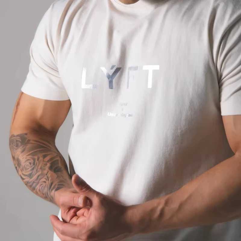Japanese LYFT mens running T-shirt short sleeved cotton T-shirt casual printed T-shirt gym fitness exercise mens T-shirtT250318