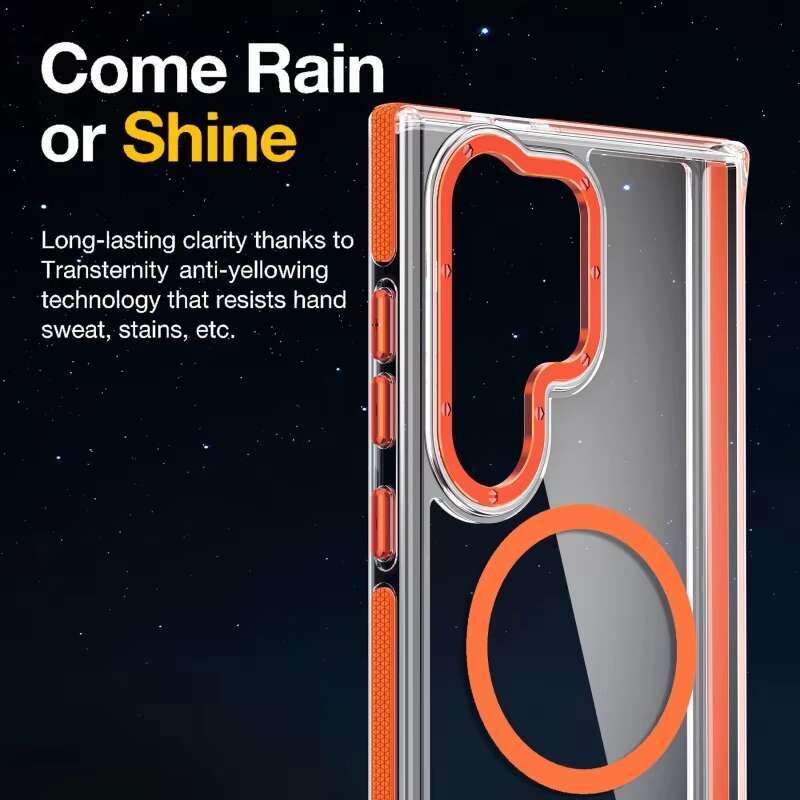 Original Clear Mobile Phone Case for Samsung S22 S24 S25 Ultra S23 Plus Magnetic Wireless Charging Transparent Protective Cover
