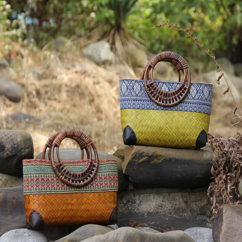 Retro Japanese Handmade Bamboo Mini Female Bag Literary Youth Storage Woven Rattan Handbag