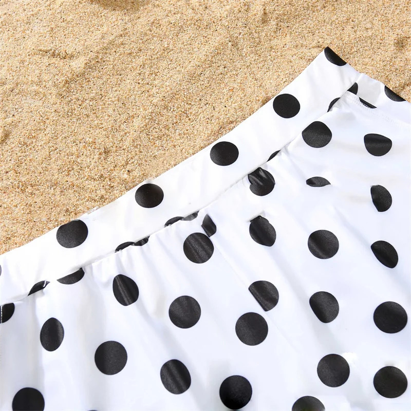 Family Matching Swimsuits Summer Polka Dot Boys Girls Swimwear 2025 Daddy Mummy Beach Clothing Family Fashion Bikini 250319