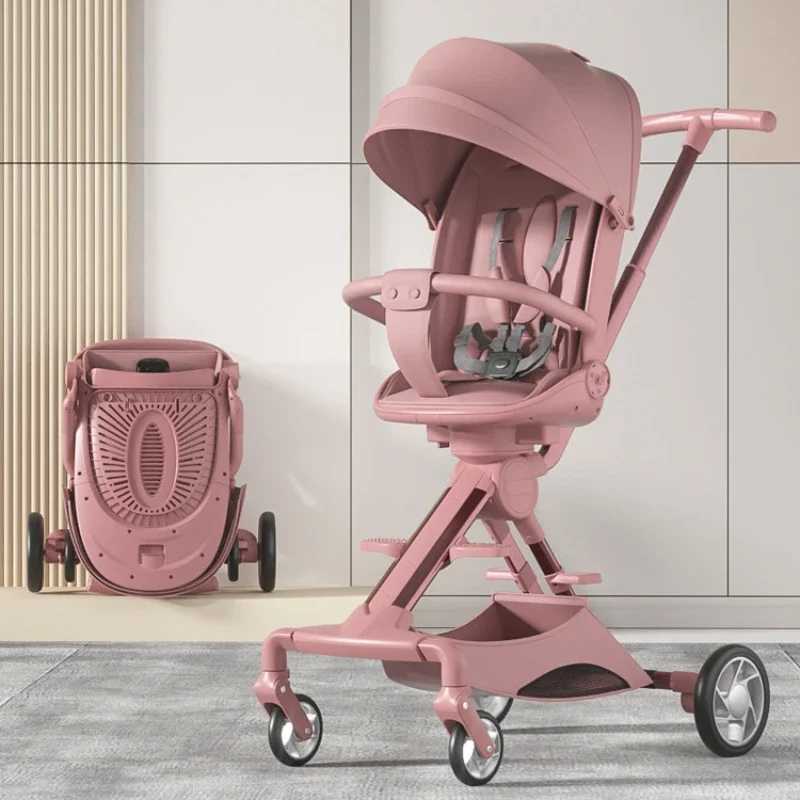 Lightweight Foldable High View Stroller Can Be Rotated 360 Sitable and Reclinable Baby Stroller Aluminum Alloy Frame Z250319