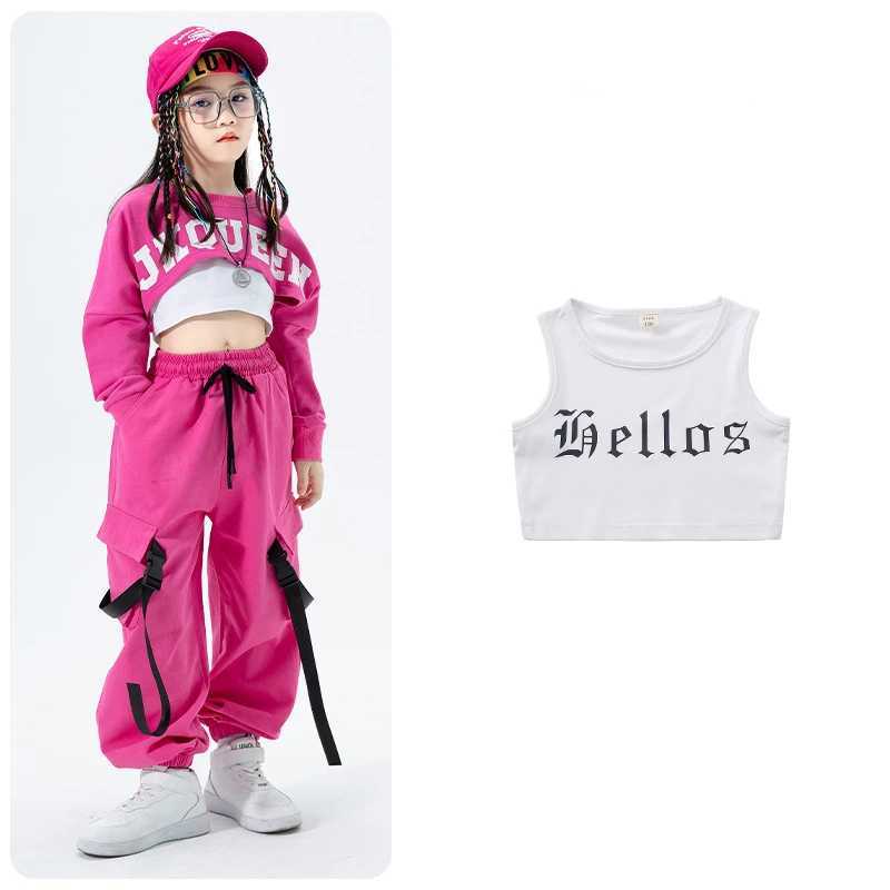 Fashionable girl jazz dance costume hip-hop unique girl jazz dance set with letter printed NAVEL clothing street clothingT250318