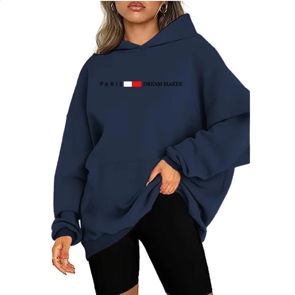 Womens collar super large hoodie pocket fashion trend streetwear classic style lining sportswear 250318